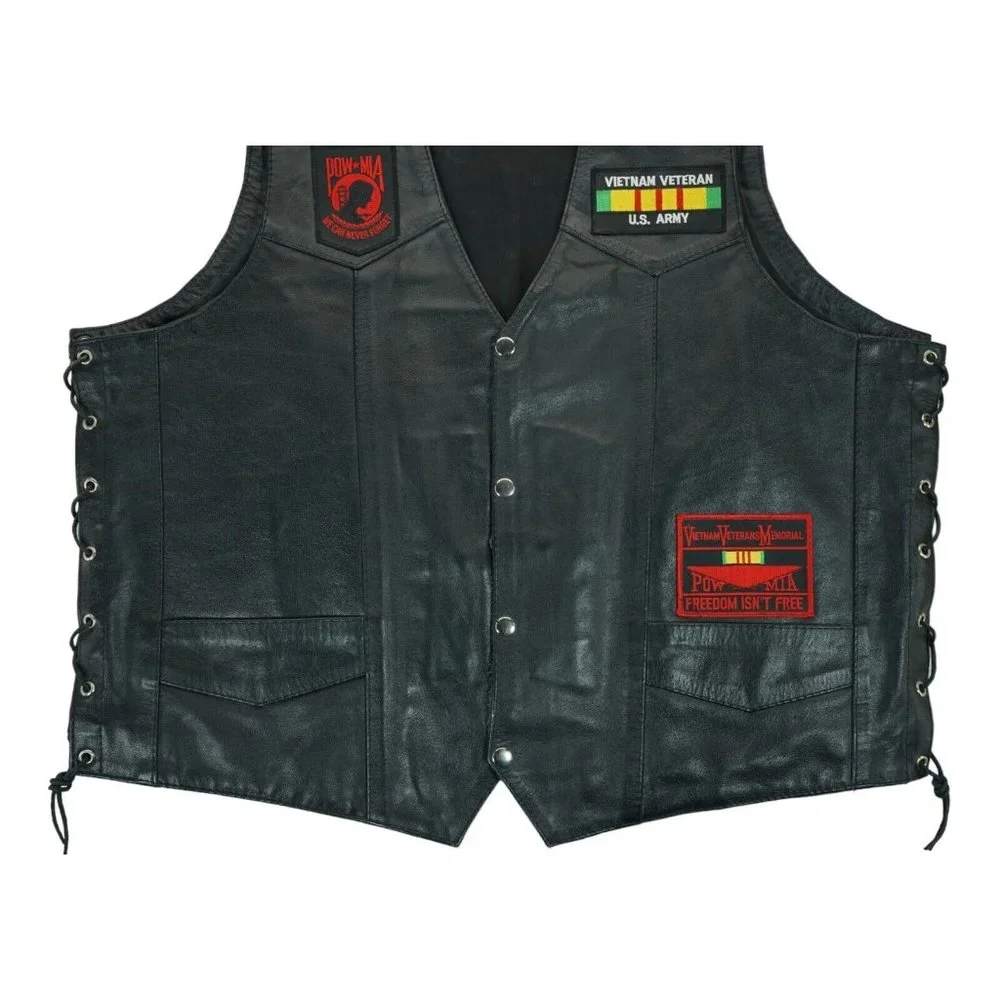 Vintage Cycle Leather Motorcycle Vest w Patches Vietnam‎ Veteran Biker Sz 4XL